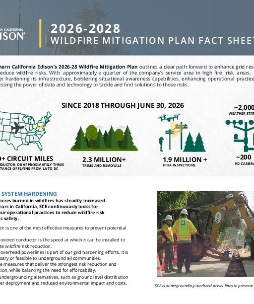 2026-2028 Wildfire Mitigation Plan Fact Sheet cover