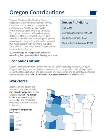 The Economic and Fiscal Impacts of Regence Oregon