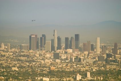 Smoggy L.A. skyline
