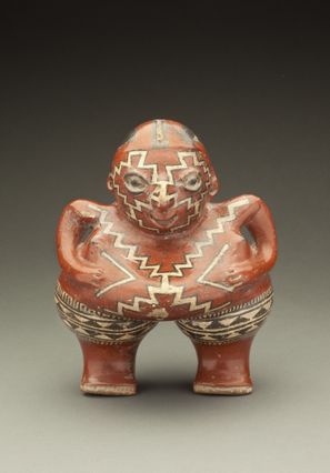 Polychrome female ceramic figure, 400-100 BCE