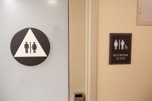 Unisex bathroom in Sproul Landing 