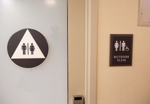 Unisex bathroom in Sproul Landing 