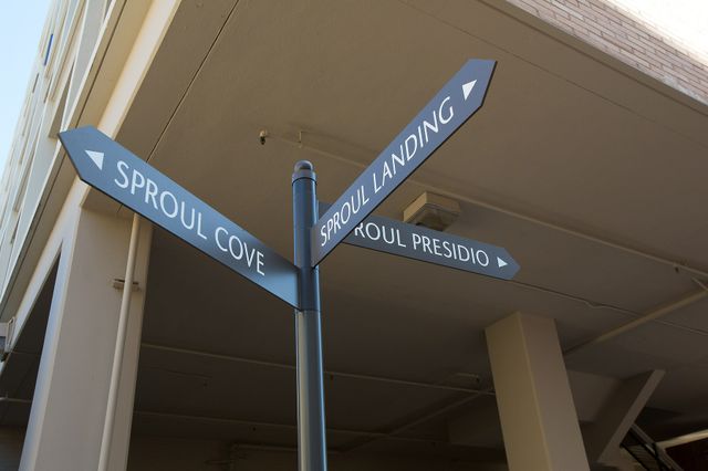 Sproul signage on The Hill 