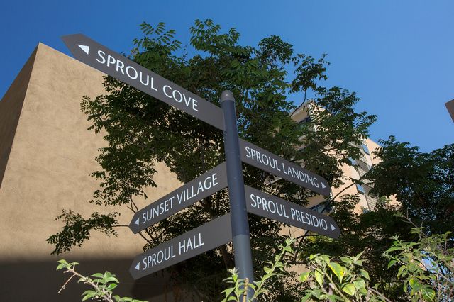 Sproul signage on The Hill