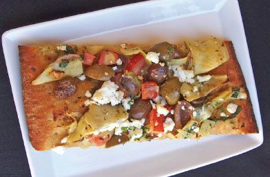 Artichoke and olive flatbread