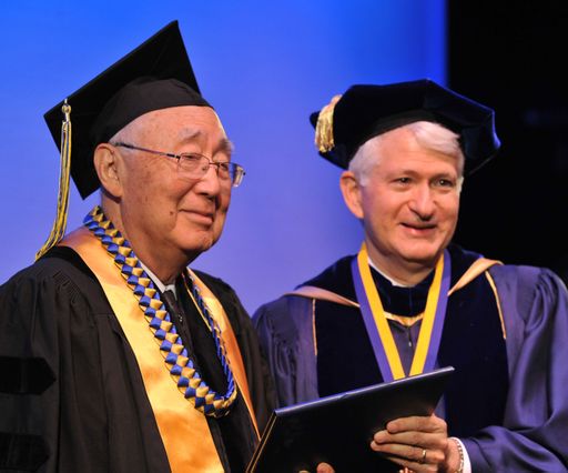 Chancellor Gene Block at the honorary degree ceremony