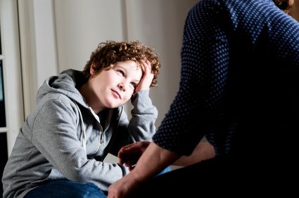 Boy and social worker