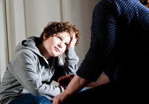 Boy and social worker