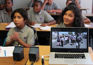 Students' video on the laptop