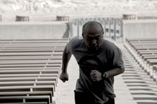 Mike runs Drake Stairs BW