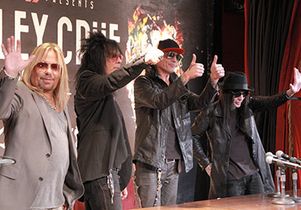 Motley Crue pose after press conference
