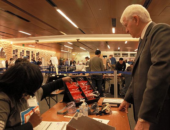 Chancellor examines goggles