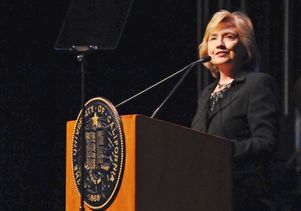 Hillary Clinton at podium 