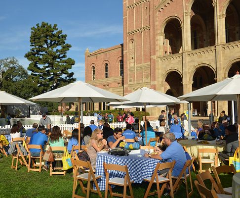 Dining beside Royce Hall