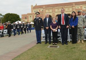 An honor guard at the Veterans Day ceremony at UCLA