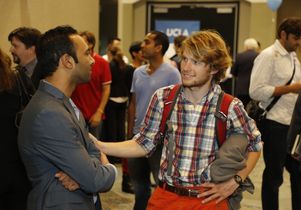 Guests mingle before Blackstone LaunchPad event