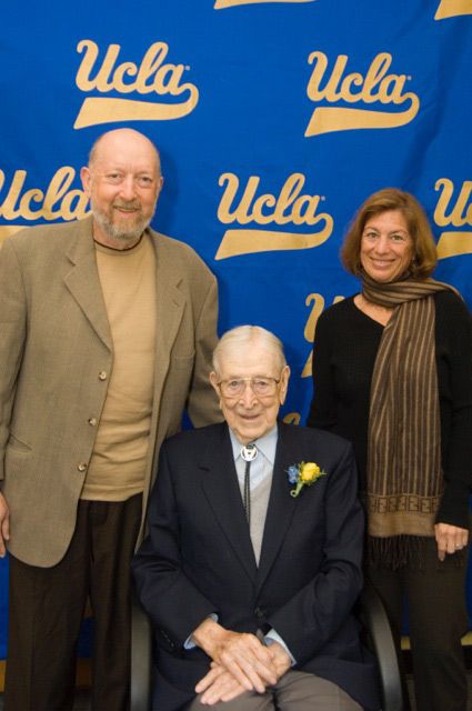 Howard Welinsky and Karren Ganstwig with Coach John Wooden