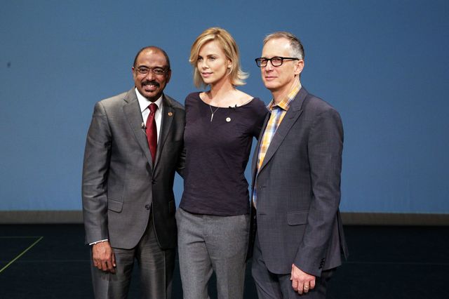 Michel Sidibe, Charlize Theron and David Gere