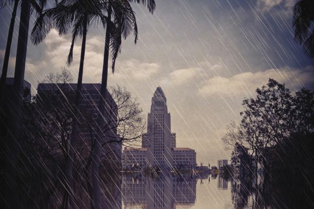 Rainfall in front of City Hall