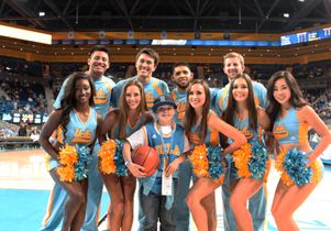 Logan Nobriga with the UCLA Spirit Squad
