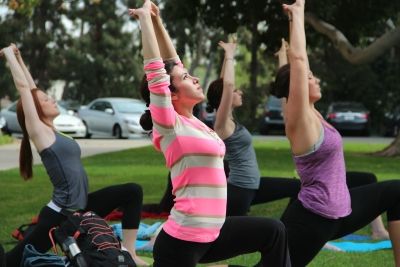 Law students practice yoga