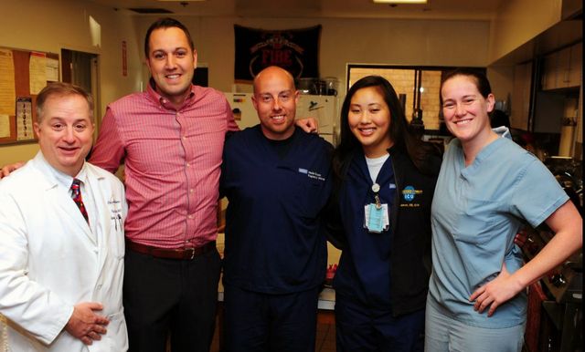 Jode Lebeda and medical staff members who rescued him