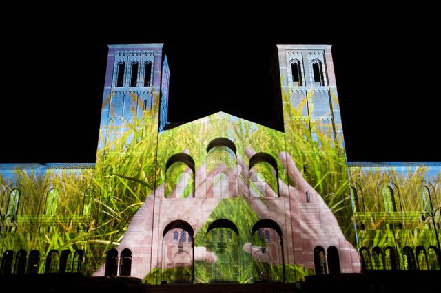 Royce Hall light and sound show