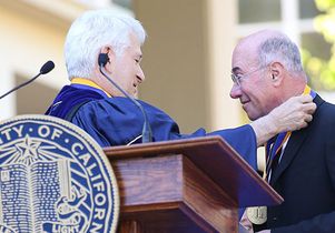Chancellor Gene Block presents David Geffen with the UCLA Medal