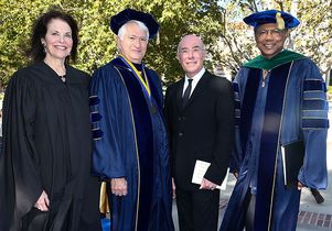 Sherry Lansing, from the left, Chancellor Block, David Geffen and Dr. A. Eugene Washington