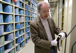 Mark Quigley with film canisters