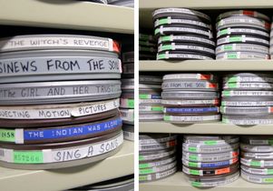 Film canisters from Film and Television Archive
