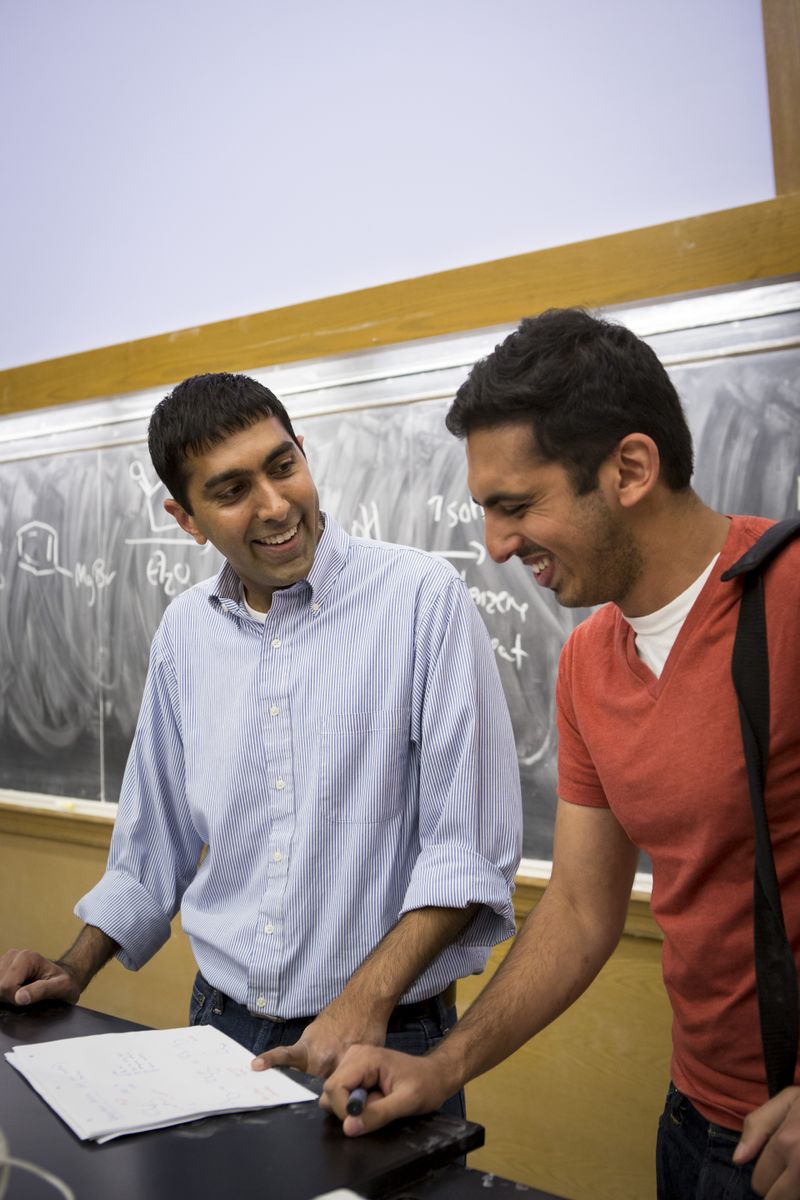 Neil Garg teaches organic chemistry, with teaching assistant Tejas Shah