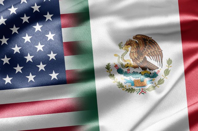 Flags of U.S. and Mexico