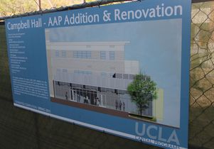 Sign explaining construction at Campbell Hall