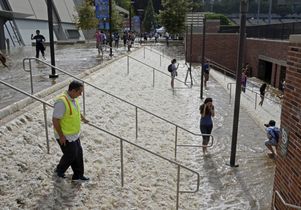 UCLA Flooding stairs to parking