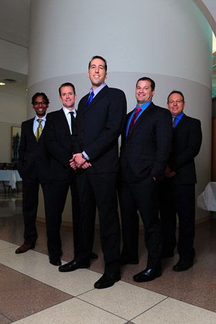Anderson M.B.A. students (from the left) Saigovind Dandapani, Richard Smith, Guy Cohen, Peter McKeever and Andreas Neuman 