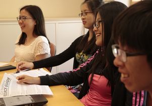 International students in slang class