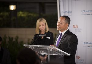 Anderson School's Christopher Tang at the podium