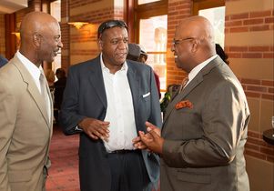 Clem Willis (from the left) with Jarrett Bell of USA Today and William Willis, Jr. 