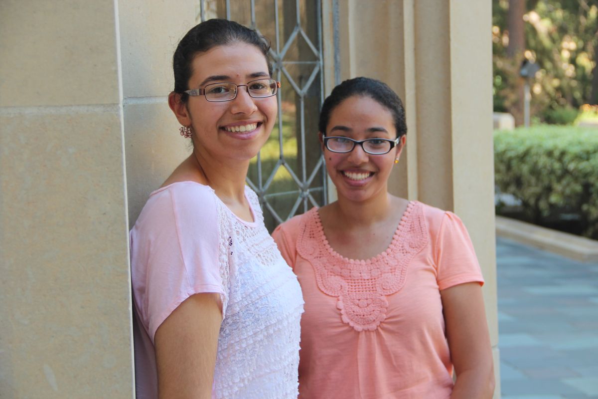 Youstina and Marina Salama outside of Kerckhoff Hall