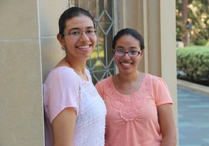 Youstina and Marina Salama outside of Kerckhoff Hall