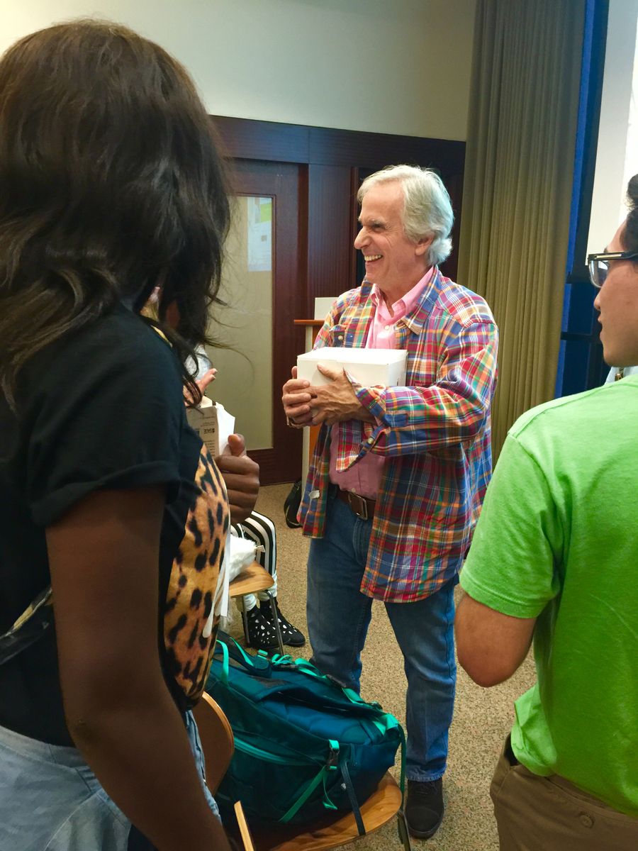 Henry Winkler and students