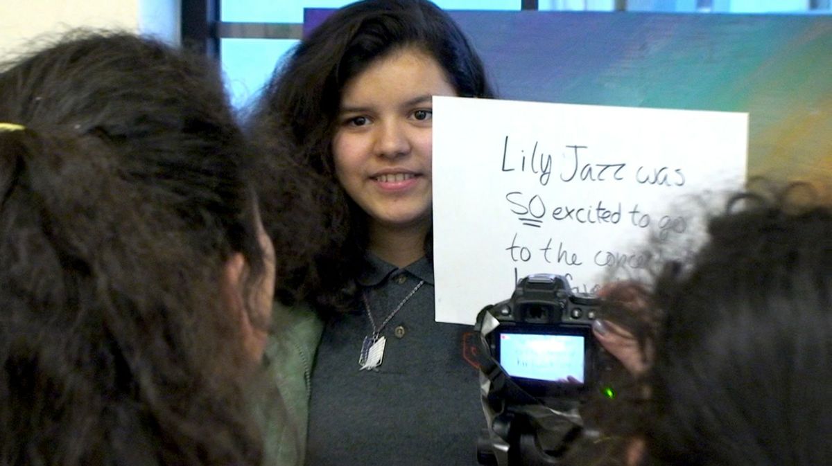 Daniela Salamanca at work during a studio art session at St. Sophia's Cathedral