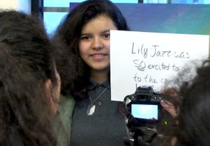 Daniela Salamanca at work during a studio art session at St. Sophia's Cathedral