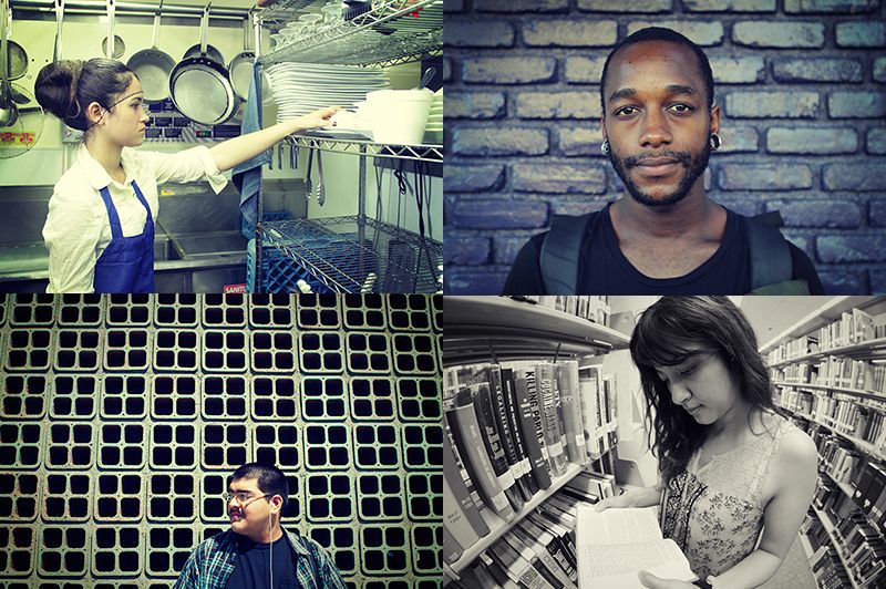 Young worker collage