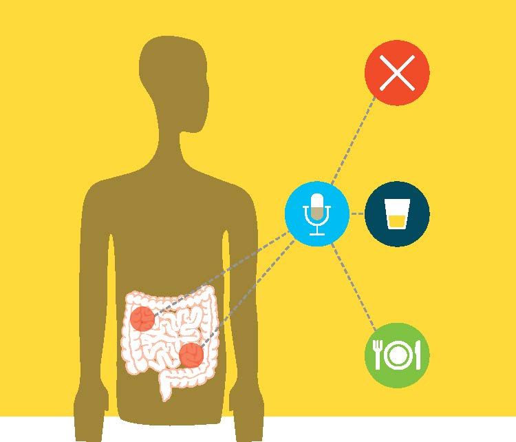Device that senses and record the vibrations of the digestive tract