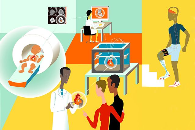 3-D printed hearts and wireless sensors