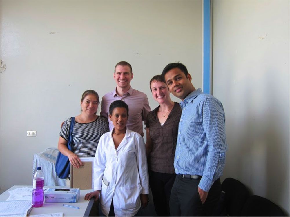 Team of Anderson students and Sister Alem Bekele, head nurse of the breast cancer unit at Hawassa University Referral Hospital