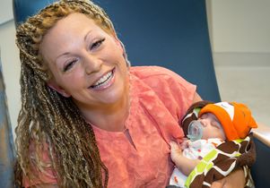 Nicole Eggleston and her five-week-old son Dravyn