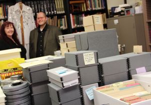 Archivists Maureen Russell and Aaron Bittel
